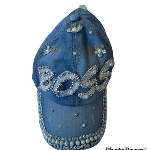 Boss Faux Pearl and Rhinestone Hat